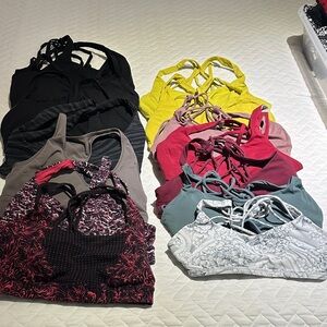 lululemon athletica Sports Bras in Black, Yellow, Pink, Gray, and White Patterns